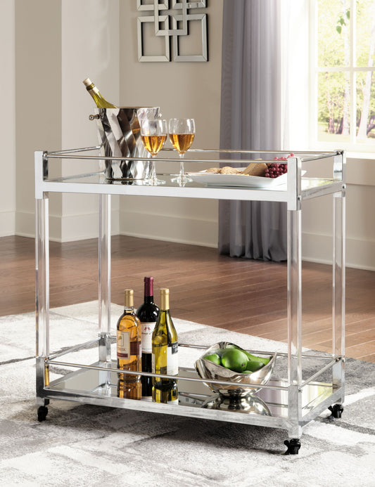 Chaseton - Bar Cart - Clear / Silver Finish