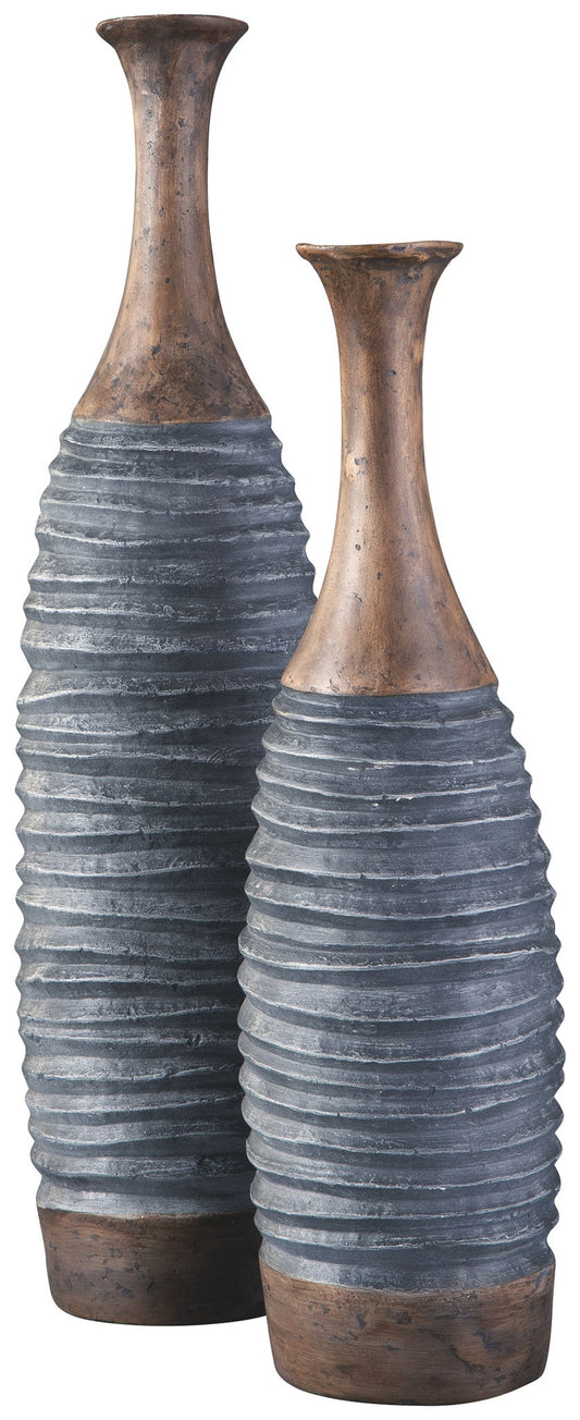 Blayze - Vase Set (Set of 2) - Antique Gray / Brown