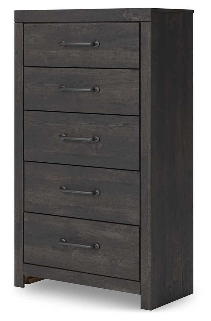 Hollivern - Five Drawer Chest - Dark Gray