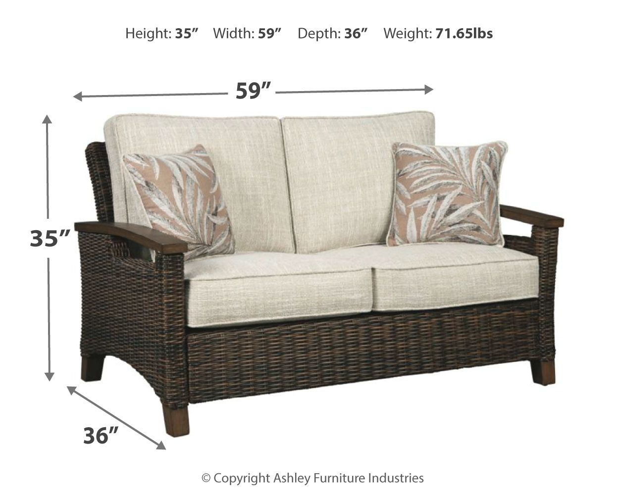 Paradise Trail - Loveseat w/Cushion - Medium Brown