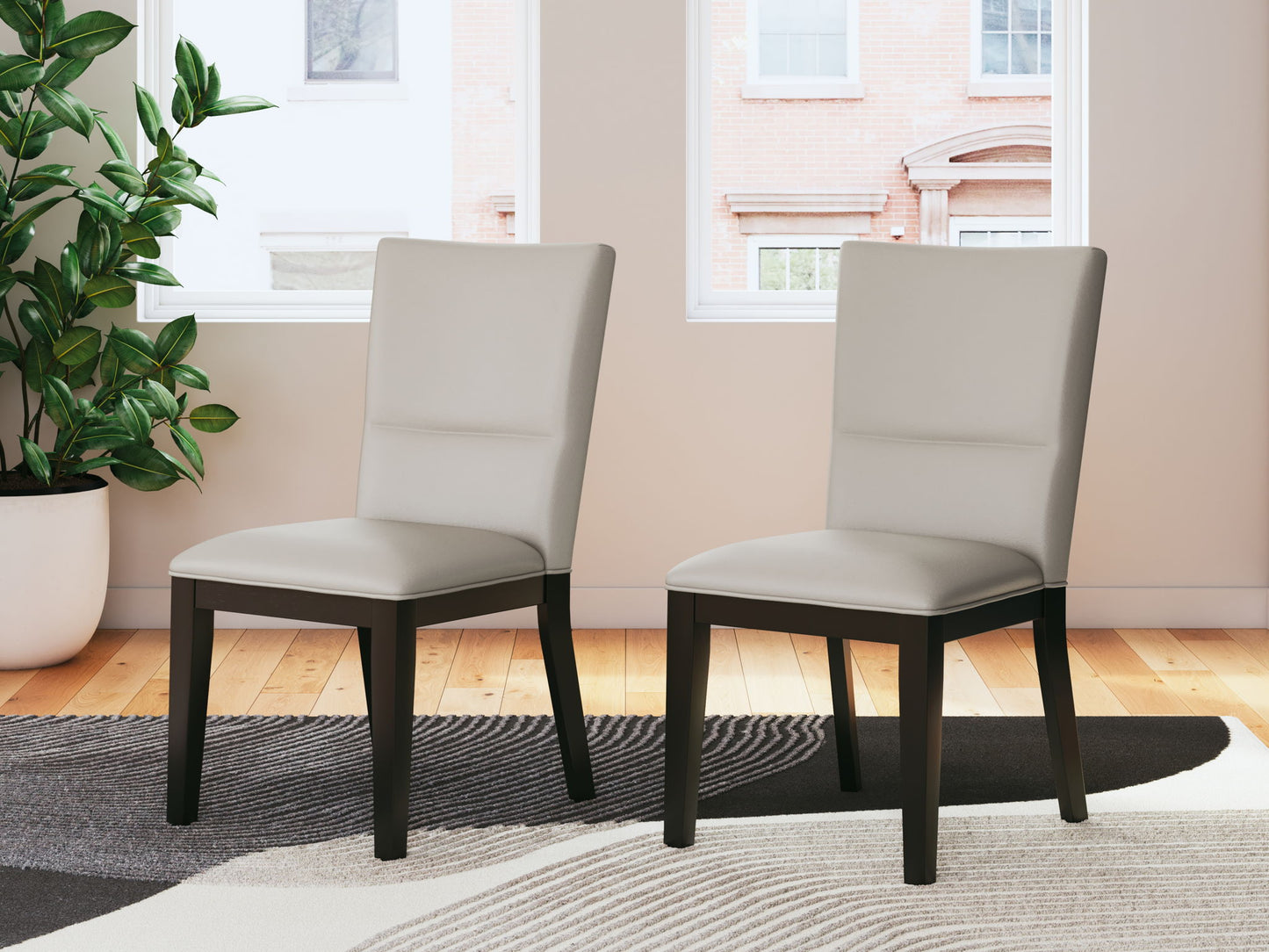 Glinari - Dining Upholstered Side Chair (Set of 2) - Taupe / Black
