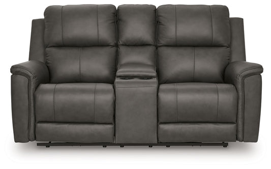 Bleckley - Power Reclining Loveseat With Console / Adjustable Headrest - Anchor