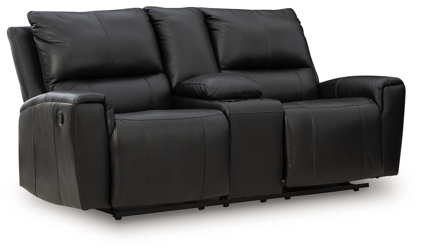 Glossmore - Black - Reclining Loveseat With Console