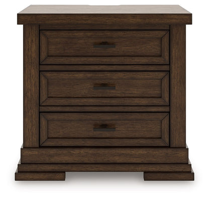 Taffenbrook - Three Drawer Night Stand - Medium Brown