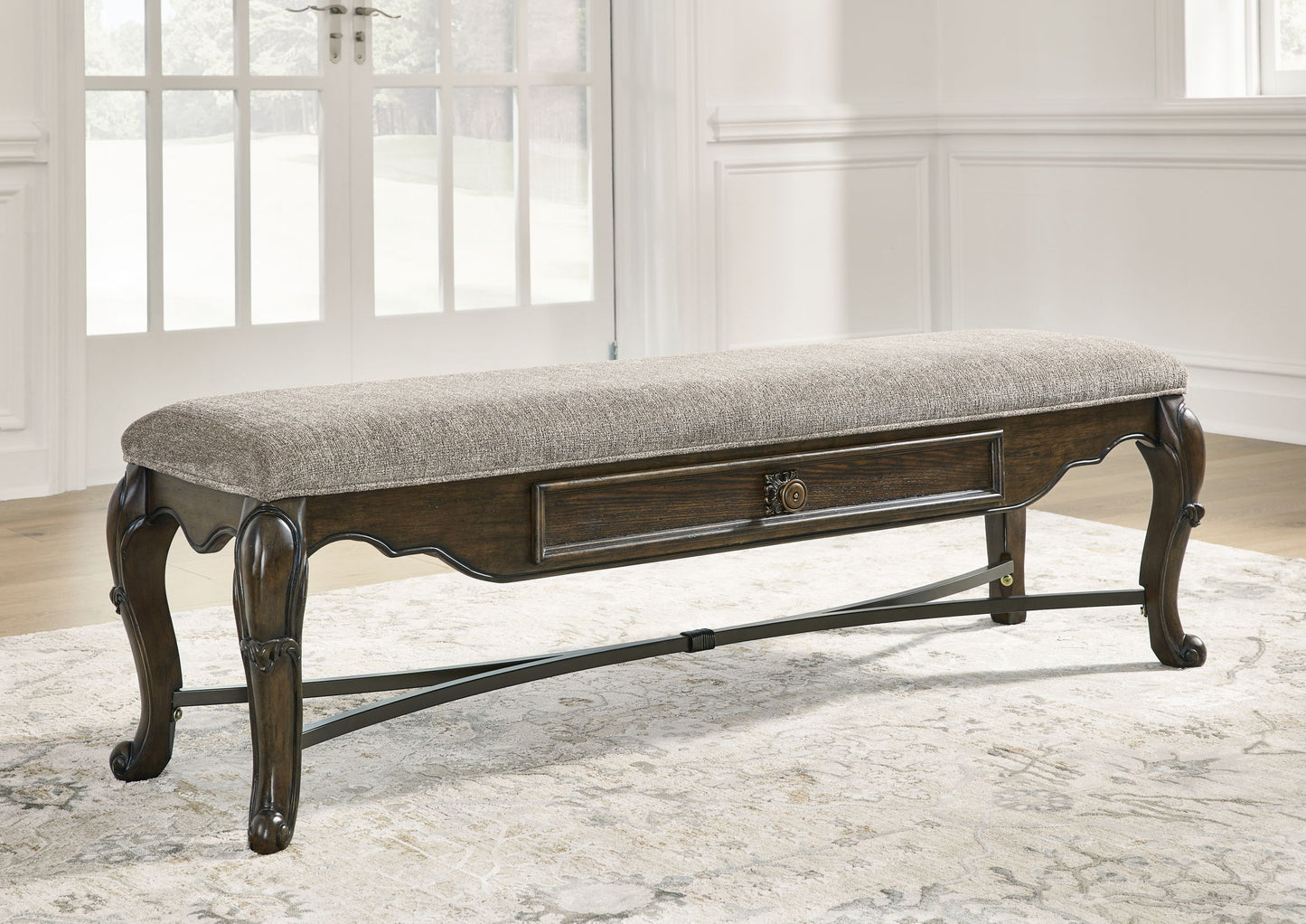 Maylee - Upholstered Storage Bench - Dark Brown