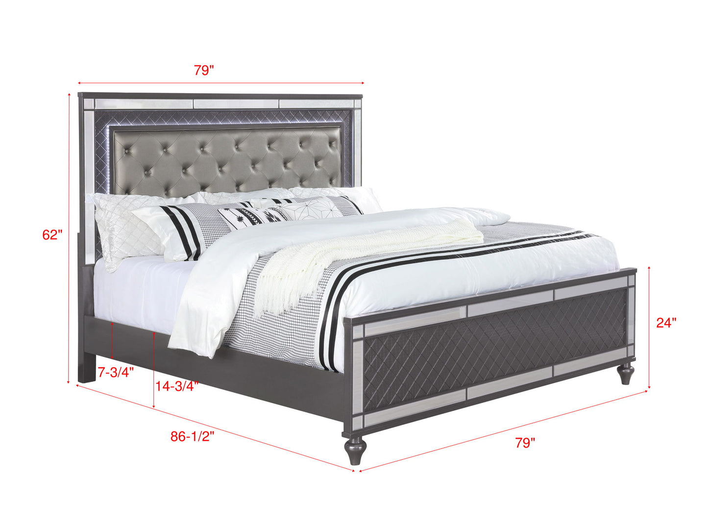 Refino - Bedroom Set - Gunmetal