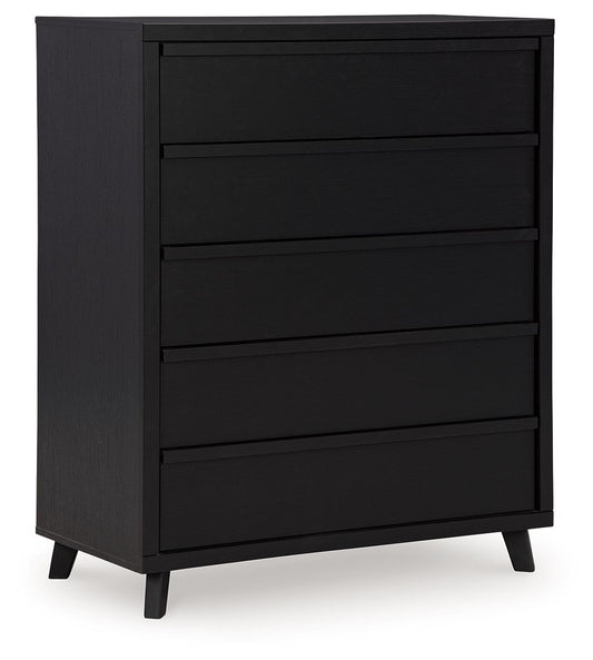 Danziar - Five Drawer Wide Chest - Black